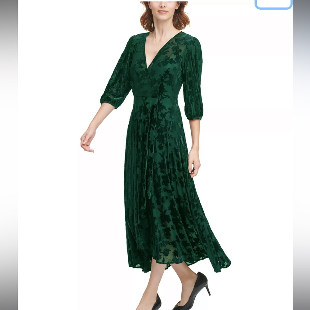Calvin Klein - Velvet Faux-Wrap Dress